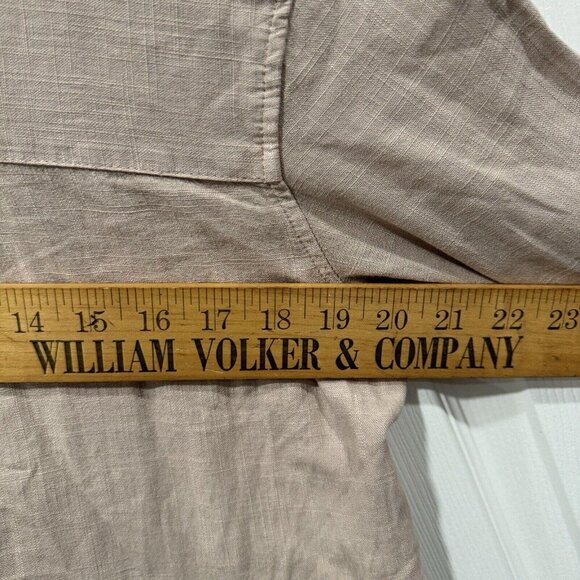Women’s Thread & Supply Linen Blend Button Up Top Short Distressed NWT Brown Tan - Picture 3 of 7